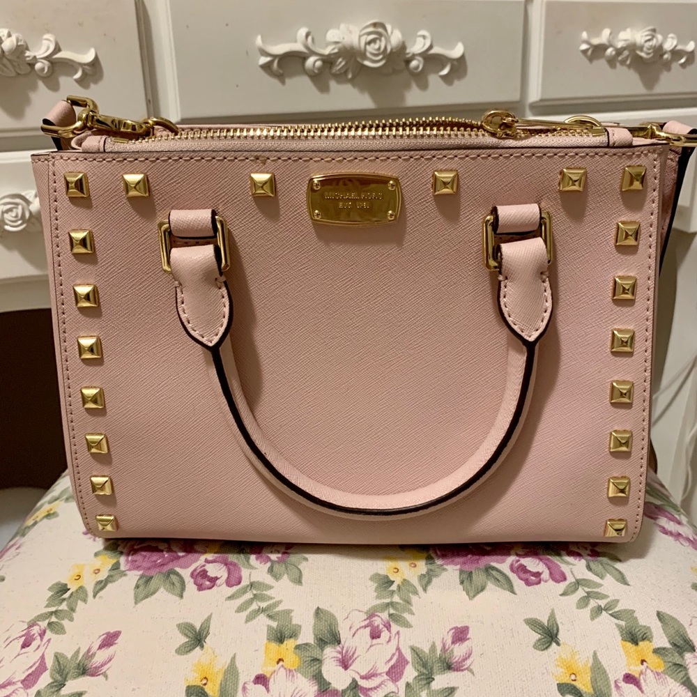 micheal kors pink studded bag